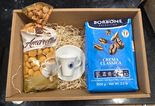 Präsentkorb - Kaffee-Set Borbone, Amarettini